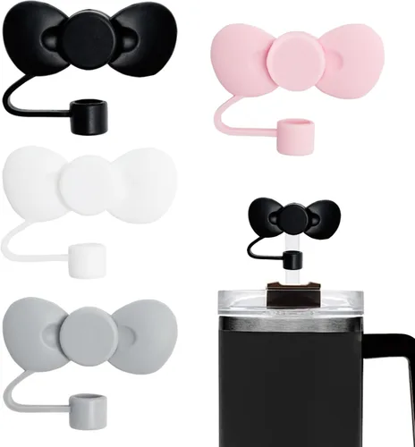 Miniatura 18 de 6 fundas de paja con diseño de flores bonitas compatibles con vasos Stanley de 30 y 40 onzas, tapas reutilizables de silicona para popotes, 18-6
