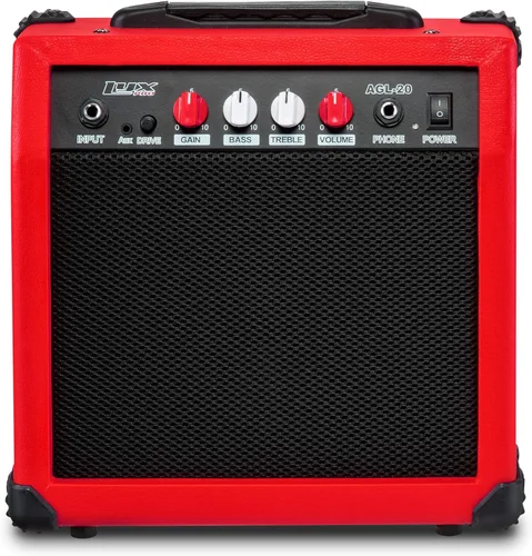 Miniatura 16 de LyxPro Amplificador de guitarra eléctrica de 20 W, altavoz incorporado, conector para auriculares y entrada auxiliar que incluye ganancia, graves