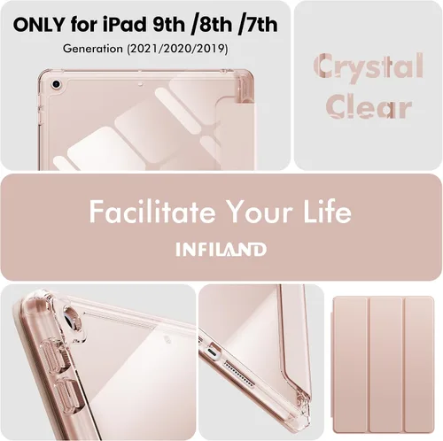 Miniatura 6 de INFILAND Funda para iPad de 9ª generación 2021/iPad de 8ª generación 2020/iPad de 7ª generación 2019, funda protectora transparente de cristal