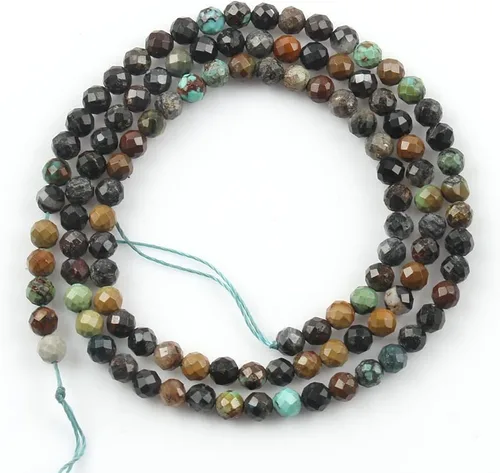 Miniatura 2 de 180 piezas 2mm Cuentas de piedras preciosas de turquesa africana natural facetada redonda suelta para hacer joyas