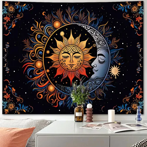Miniatura 12 de Apdidl Tapiz de pared de bosque para dormitorio, estético, naturaleza, espacio exterior, galaxia, noche estrellada, tapiz para colgar en la pared