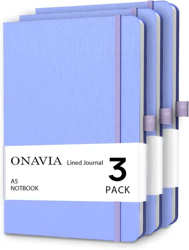 Miniatura 13 de ONAVIA Cuaderno rayado A5, cuaderno de notas con rayas universitarias de 7mm, diario para escribir, trabajo, escuela, viajes y toma de notas, tapa