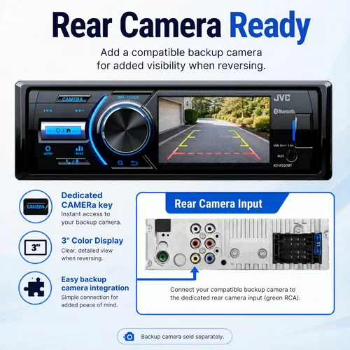 Miniatura 4 de JVC - KD-X560BT - Coche de medios digitales y receptor Bluetooth marino iPhone/Android/USB/AUX estéreo para automóvil con entrada de cámara trasera