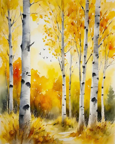 Pintura por números, kit de pintura por números de árboles de abedul amarillos para adultos, kit de pintura por números para adultos y