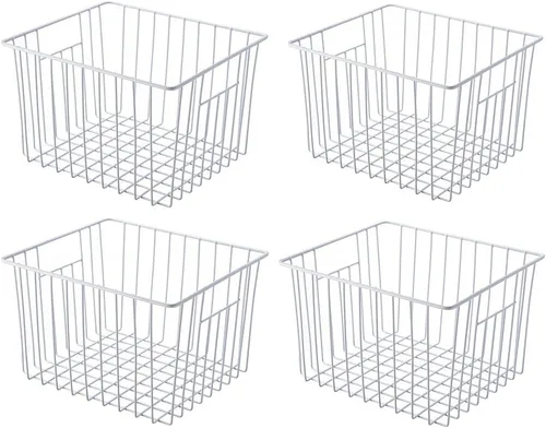 Miniatura 8 de SANNO - Canasta rústica organizadora, de alambre, para almacenamiento en congelador o refrigerador, abierta con asas, para gabinete, alacena