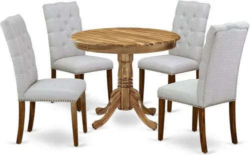 Miniatura 14 de East West Furniture ANEL3-ANA-05 Juego de mesa y sillas de cocina de 3 piezas contiene una mesa redonda de comedor con pedestal y 2 sillas Parsons