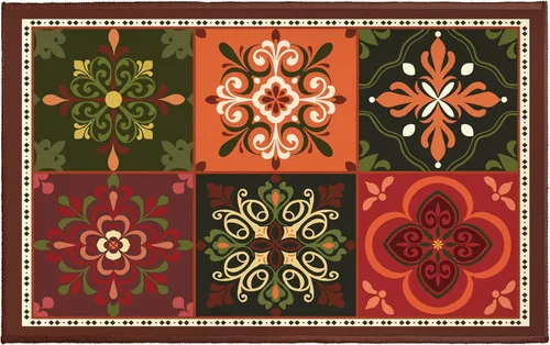 Miniatura 19 de Alfombra de Baño Boho Marrón Vintage Alfombra de Baño Bohemia Retro con Patrón Floral Alfombra de Baño 20x32 Pulgadas Antideslizante Absorbente