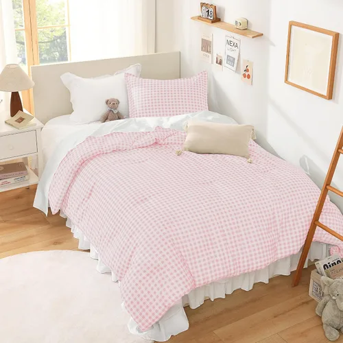 Miniatura 19 de Andency Edredón a cuadros tamaño individual (66 x 90 pulgadas), juego de cama a cuadros negros y blancos para adolescentes y niños, ropa de cama