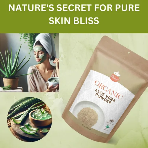 Miniatura 6 de Aloe Vera en polvo orgánico para piel y cabello – 16 onzas – Aloe Barbadensis – Mascarilla nutritiva para belleza natural, certificado por USDA