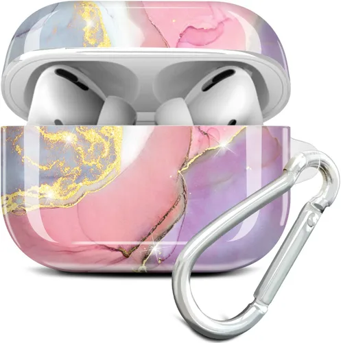 Miniatura 15 de Compatible con AirPods Pro 2019 / Airpods Pro de 2ª generación, diseño de mármol dorado brillante con purpurina, lindo protector completo de Azul