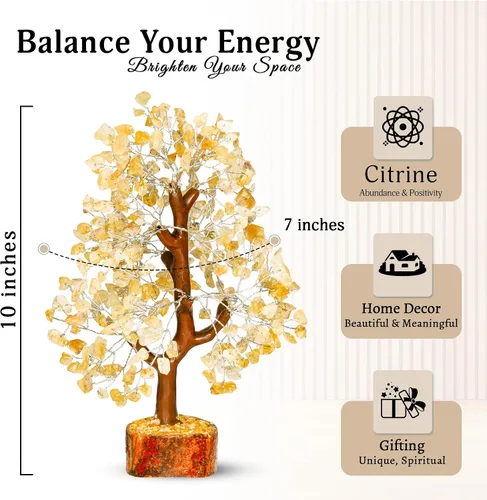 Miniatura 2 de Árbol de cristal de citrino - Decoración de feng shui - Árbol de los chakras - Artículos espirituales - Decoración del hogar - Árbol de piedras