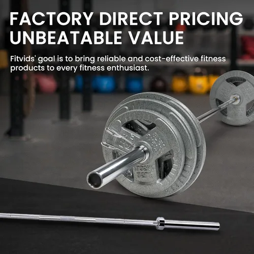 Miniatura 7 de Fitvids 2 Inch Olympic Barbell Bar, 5/6/7 Feet Bar with Collar for Home Gym Strength Training, weight lifting, Bench Press, 700 LB Capacity