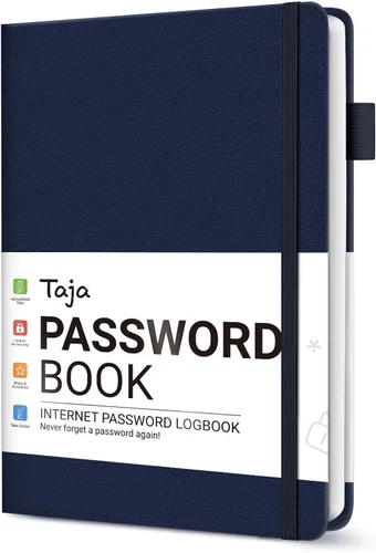 Miniatura 127 de Taja - Libreta de contraseñas con pestañas alfabéticas para personas mayores, cuaderno de contraseñas y registro detallado de direcciones de sitios