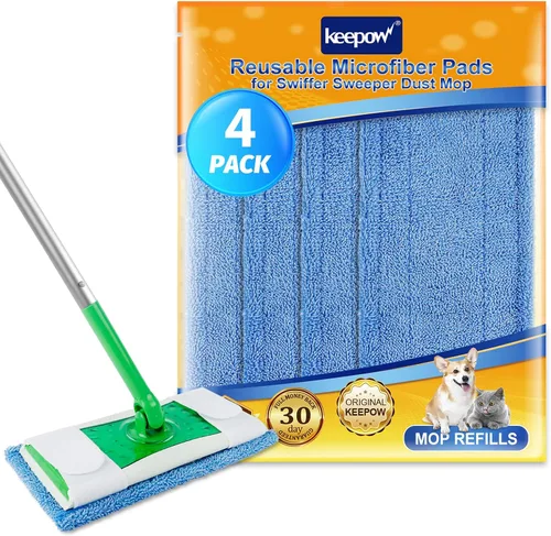 Miniatura 11 de KEEPOW Almohadillas reutilizables para trapeador compatibles con Swiffer Sweeper – Recambios de limpieza de pisos de microfibra lavables para uso