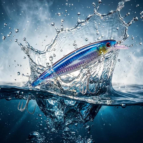 Miniatura 7 de Señuelos flotantes, señuelos de arrastre con ganchos agudos BKK 1/0 # 4X y 5 sonajeros de acero. Acción realista atrae a los peces. Ideal para agua
