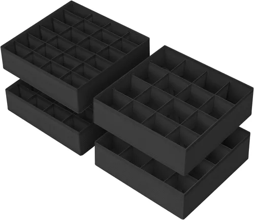 Miniatura 9 de Joyoldelf - Organizador de cajones de calcetines, divisor de ropa interior, organizador de 16 celdas, organizador de cajones de tela, cajas de 2-Gris