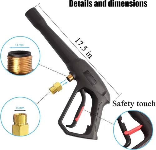 Miniatura 5 de Pistola de pulverización para lavadora a presión - para pistola de lavado a presión Ryobi M22-14MM y conectores de manguera M22-15MM - con 1 soporte