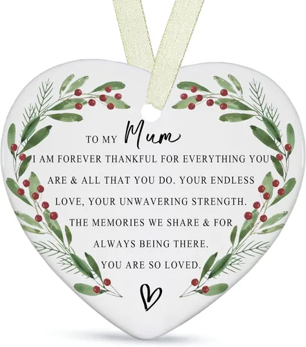 Miniatura 12 de Adornos de Navidad para hija 2026, adorno de Navidad para siempre, el mejor regalo, cerámica de impresión de doble cara con caja de regalo y cinta