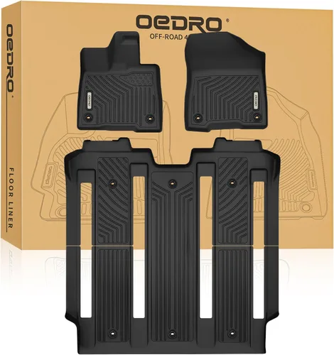 OEDRO Alfombrillas para Toyota Sienna 2025 2024-2021 de 7 asientos, ajuste personalizado TPE para todo tipo de clima, alfombrillas Sienna para