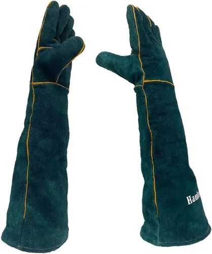 Guantes de manejo de animales, a prueba de mordeduras, de cuero de 23.7 pulgadas, a prueba de mordidas, para agarrar reptiles, aseo, viajes al