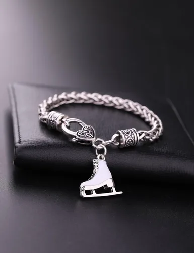 Miniatura 4 de My Shape Pulsera con dije de patinaje artístico de cristal turquesa 3D para niñas, joyería de moda, aleación