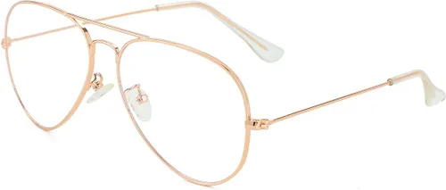 Miniatura 8 de JOVAKIT Lentes de aviador transparentes para mujeres y hombres, lentes sin receta, lentes de bloqueo de luz azul, marco de metal
