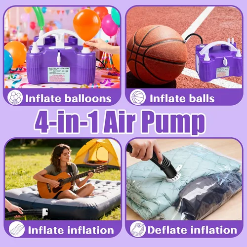 Miniatura 3 de PCFING Balloon Pump Electric, 4-in-1 Air Pump Inflator Blower Machine for All Balloons & Inflation, Triple Inflating Ports for Latex 260q Foil