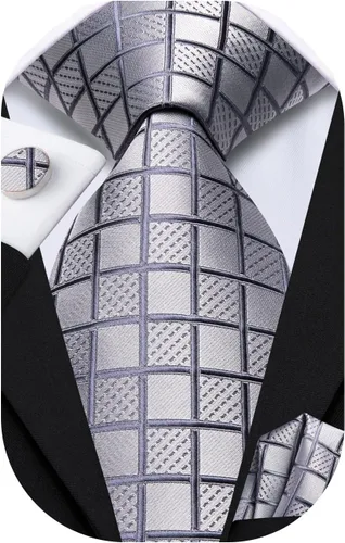 Miniatura 103 de Dubulle Corbata tejida de cachemira para hombre y gemelos de pañuelo para hombre, conjunto de gemelos para boda formal y negocios