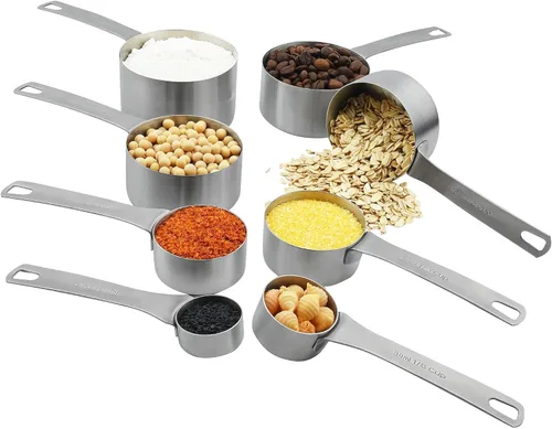Miniatura 2 de Juego de tazas y cucharas medidoras, juego de tazas y cucharas medidoras de acero inoxidable 18/8 para cocina y hornear, tazas métricas de alta