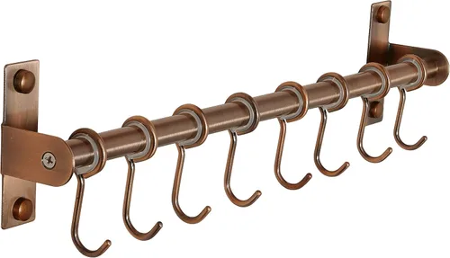 Dseap Soporte Colgador para Utensilios de Cocina, Estante de Pared para Ollas y Sartenes, Riel de Cocina con 8 Ganchos para Colgar Utensilios de