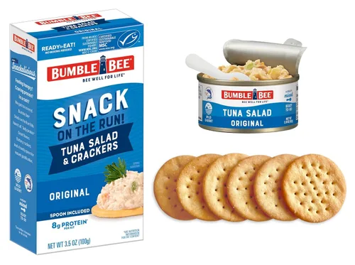 Miniatura 5 de Bumble Bee Snack On The Run - Kit de ensalada de atún original con galletas saladas, paquete de bocadillos de proteína listo para comer, 8g