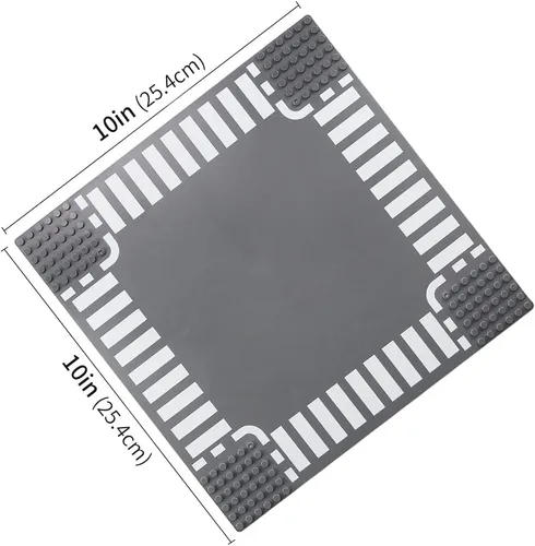 Miniatura 3 de Classic Crossroad - Juego de 2 placas base de carretera City Street, 9.8 x 9.8 in, para ladrillos de construcción, compatible con todas