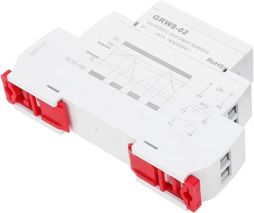Controlador de temperatura digital GRW8-02 Termostato de carril DIN AC/DC 24V-240V Relé con sonda de prueba LN Terminal de alimentación