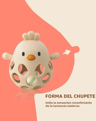 Miniatura 2 de ChooKaChoo Juguete de sonajero de dentición 2 en 1, mordedor sensorial para bebés de 3 a 12 meses, 100% silicona de grado alimenticio, fácil