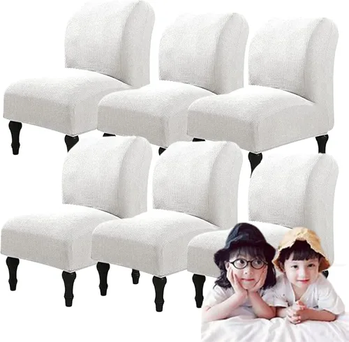 Miniatura 78 de Fundas elásticas para silla sin brazos, extraíbles y lavables, de elastano jacquard sin reposabrazos, protector de muebles para sala de estar, Verde