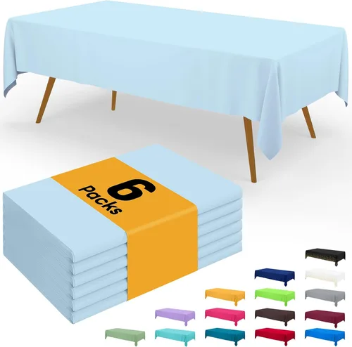Miniatura 25 de Smiry - Juego de 6 manteles desechables, 54 x 78 pulgadas, manteles impermeables rectangulares para fiestas, cubierta de mesa de plástico