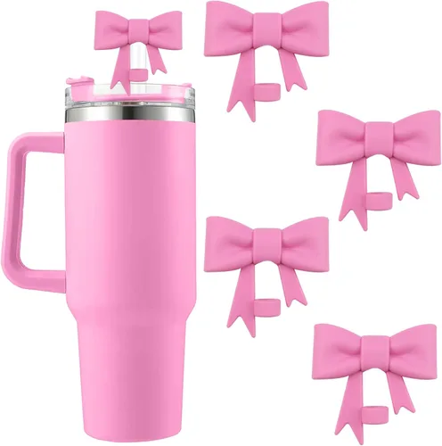 Miniatura 8 de 6 piezas de cubiertas de pajita de silicona para vasos Stanley de 40/30 oz 10 mm (0.4 pulg) cubiertas de pajita a prueba de polvo con diseño