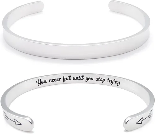 Miniatura 112 de Pulseras inspiradoras para mujer, joyería de acero inoxidable, con refranes, pulsera motivacional con mensaje oculto, pulseras grabadas para mejor