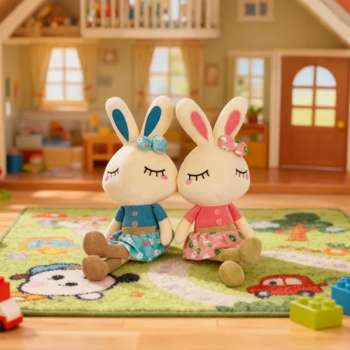Miniatura 6 de Juego de 2 peluches de conejo de Pascua para niños, 18.3 pulgadas, juguetes de conejo grande, bonitos regalos de cumpleaños para niños y niñas, rosa