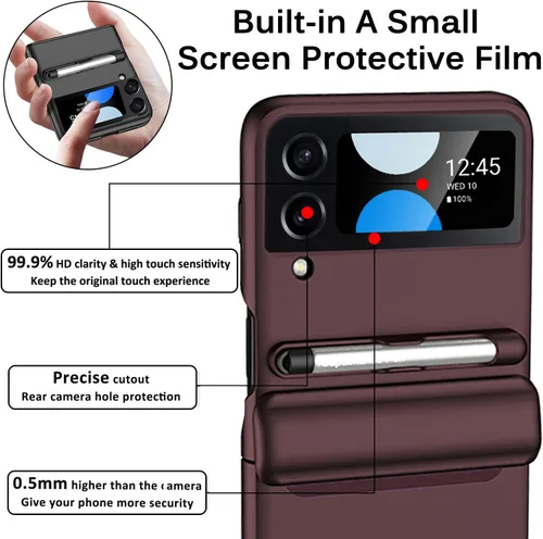 Miniatura 5 de Miimall Funda compatible con Samsung Galaxy Z Flip 4 con S Pen, protección magnética de bisagra todo incluido + protector de pantalla de vidrio