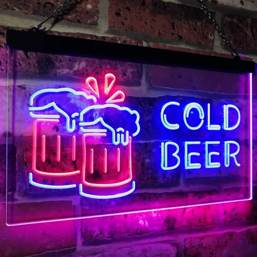 Miniatura 3 de ADVPRO Letrero de neón LED de doble color azul y rojo de 24 x 16 pulgadas st6s64-i2069-br de Cold Beer Bar Pub Club Décor azul y Red