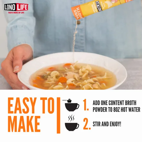 Miniatura 7 de LonoLife - Sobres individuales de caldo de huesos de pollo bajo en sodio: 0.35 onzas de proteína, apto para dieta Keto, 4 porciones individuales