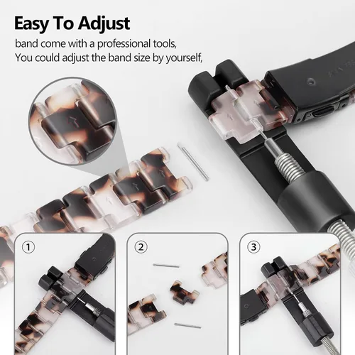 Miniatura 7 de Correa delgada de resina compatible con Apple Watch Band de 38mm, 40mm, 41mm, 42mm, 44mm, 45mm, 46mm, pulsera de tortuga fina de 14mm ligera