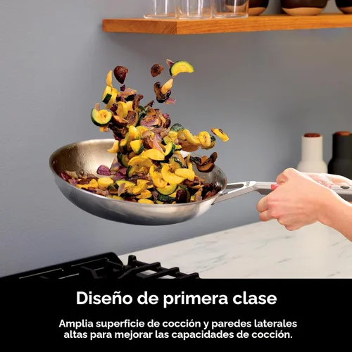 Miniatura 8 de Juego de ollas y sartenes de acero inoxidable Ninja EverClad de 7 piezas, juego de utensilios de cocina, compatible con todas las estufas e