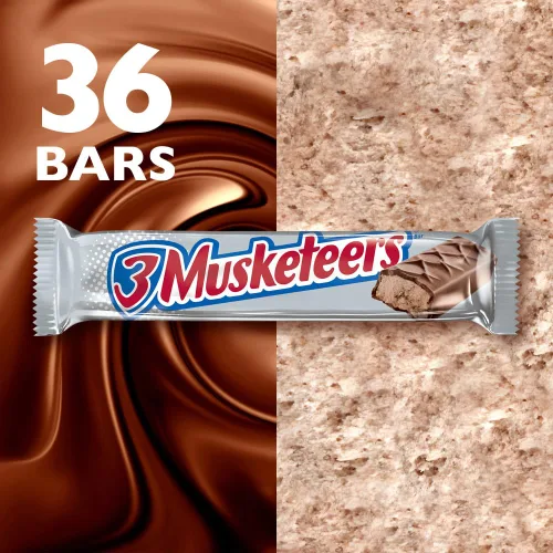 Miniatura 3 de 3 Musketeers - Barras de caramelo de chocolate con leche - Barras de chocolate de tamaño natural, barra de caramelo de 1.92 onzas (paquete de 36)