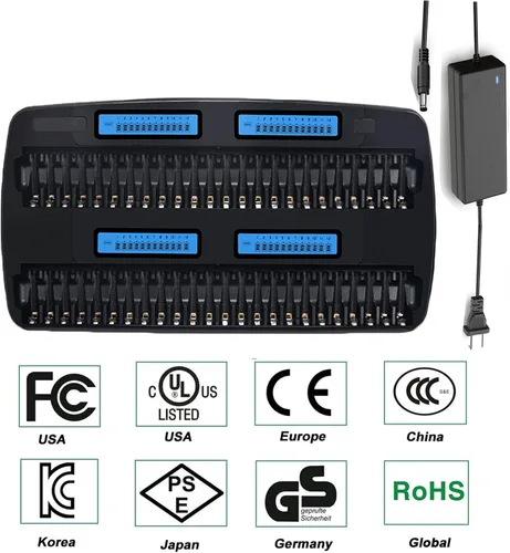 Miniatura 6 de Cargador de batería AA AAA grande de 48 bahías Pantalla LCD inteligente para 1.2 V doble A y triple A Ni-MH Ni-CD múltiples baterías recargables a
