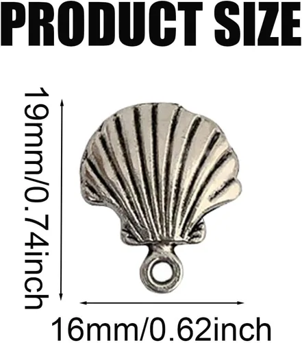 Miniatura 2 de 50 dijes de concha de plata antigua, festones para bricolaje, conchas marinas para hacer pulseras, collares, joyas