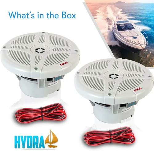 Miniatura 5 de Pyle Altavoces marinos de 6.5 pulgadas, par de altavoces coaxiales de 2 vías a prueba de agua Sistema de sonido estéreo de audio con soporte