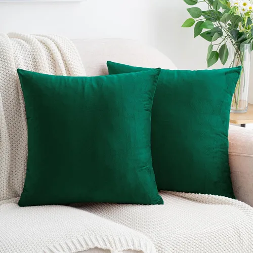 Miniatura 36 de HWY 50 Juego de 2 fundas de almohada de terciopelo verde azulado de 16 x 16 pulgadas, suaves, acogedoras, lisas, decorativas, de lujo, para sofá