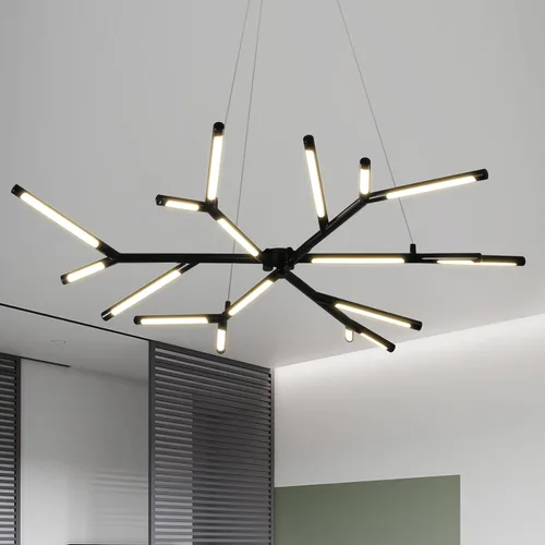 Miniatura 9 de Candelabro negro moderno, Candelabro Sputnik de 10 luces regulable enchufable, lámpara colgante de techo con instalación empotrada, lámpara colgante